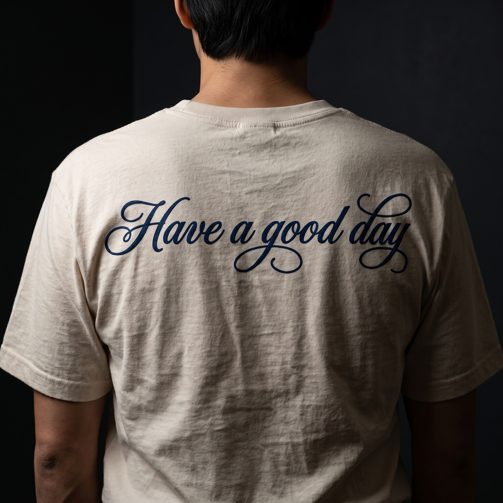 ‘Have A Good Day’ Embroidered Heavyweight Tee – Cream