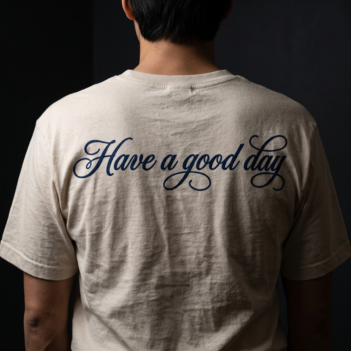 ‘Have A Good Day’ Embroidered Heavyweight Tee – Cream