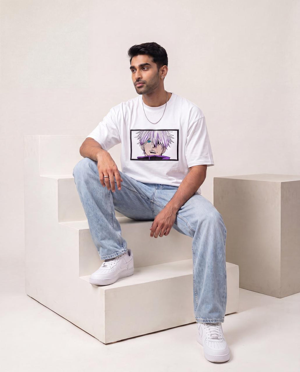 Gojo Satoru Signature Embroidery Heavyweight Tee (White) (260 GSM)
