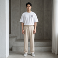 Good Vibes Club Minimalist Threadwork Boxy Tee | Relaxed Fit – White