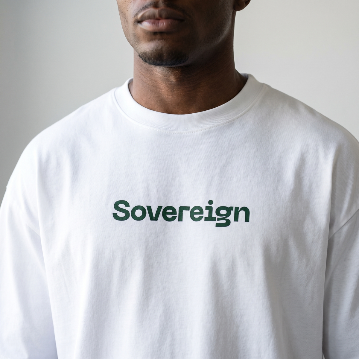 Sovereign Heavyweight Embroidered Oversized T-Shirt – Crisp White
