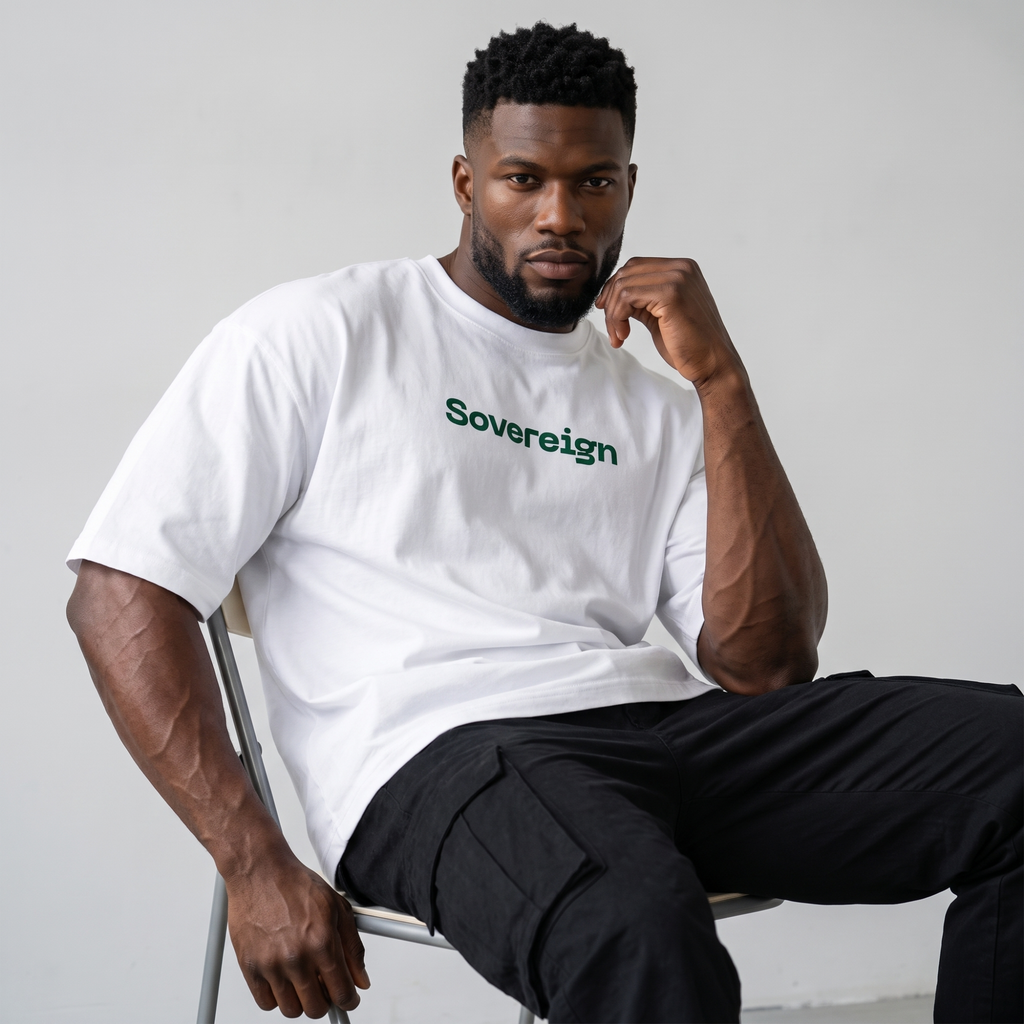 Sovereign Heavyweight Embroidered Oversized T-Shirt – Crisp White